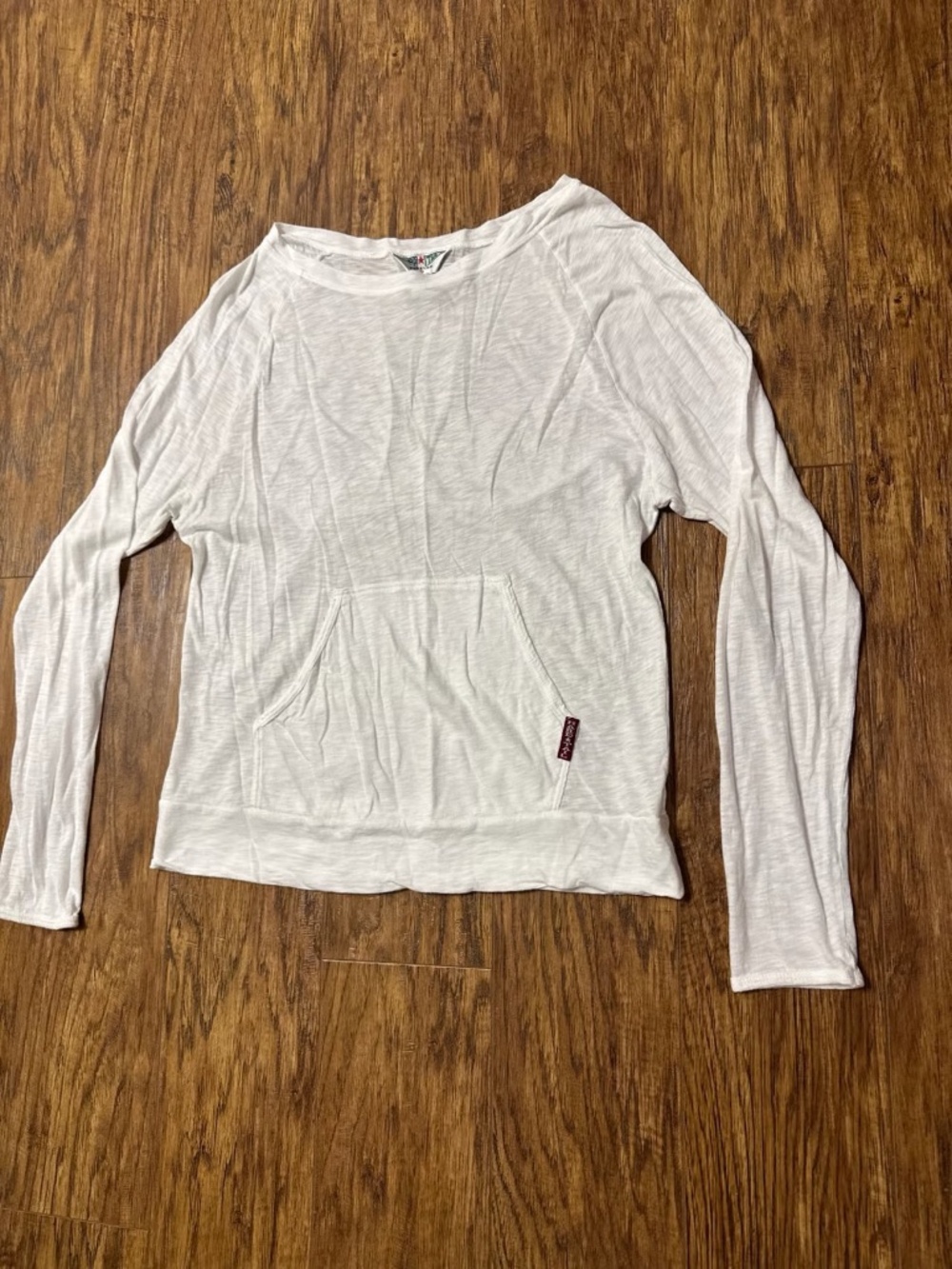Hard Tail Long Sleeve Pullover Shirt with Kangaroo Pocket White Size Small - Picture 2 of 9